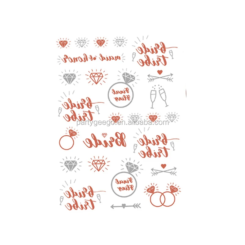 Bride And Bride Tribe Gold Temporary BIig Tattoos