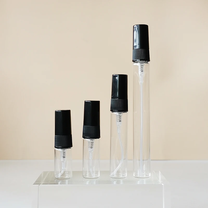 2ml/5ml/8ml/10ml empty portable bottle glass vail spray bottle with custom box white black silver gold cap