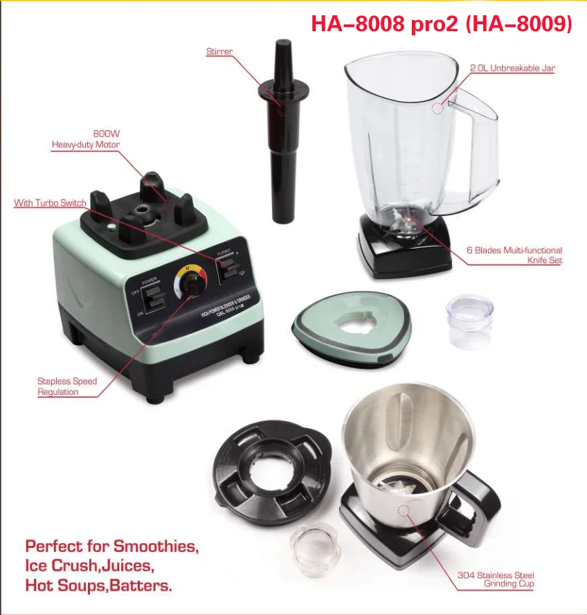 2 in 1 Power Blender 2 Liter High  Quality Commercial Blender Smoothie Crusher