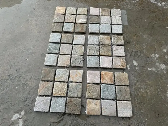 Modern Design Pattern Split Surface Slate Stone Mosaic Tile for Hotel Applications
