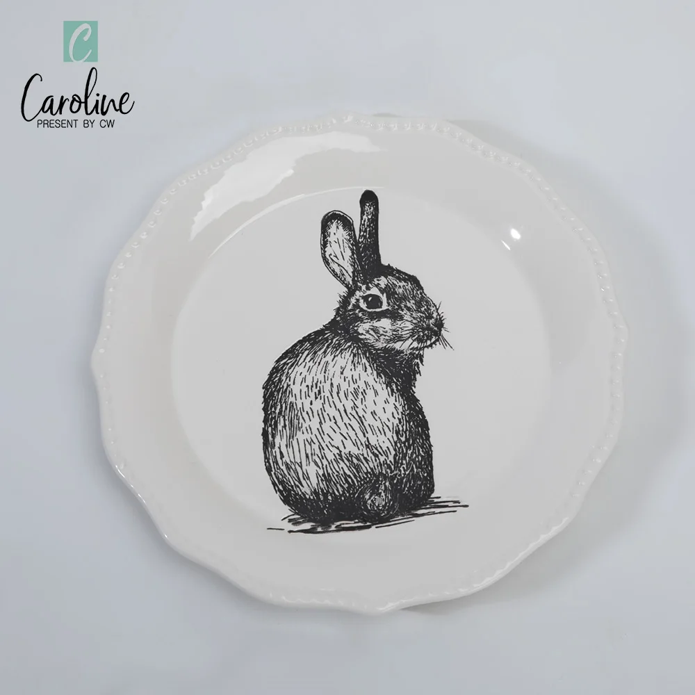 Ceramic Easter White Round Dinner Plate