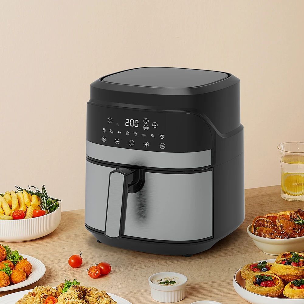 5.5L Digital Electric Air Fryer with Touch Screen Display Wholesale Square Deep Hot Oven Free Oil Multifunctional Air Fryer