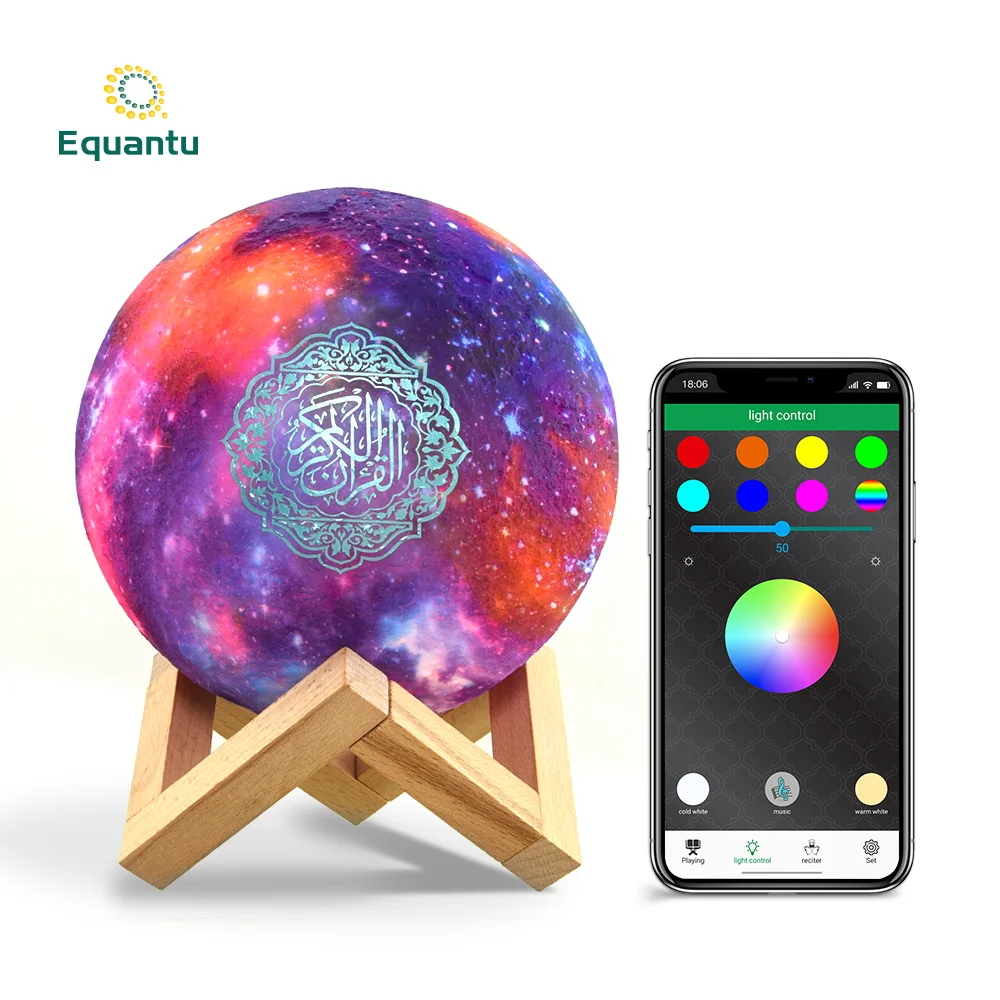 2021 Equantu Исламский подарок сенсорный лунный app Коран лампа проигрыватель Красочные ночники 3D
