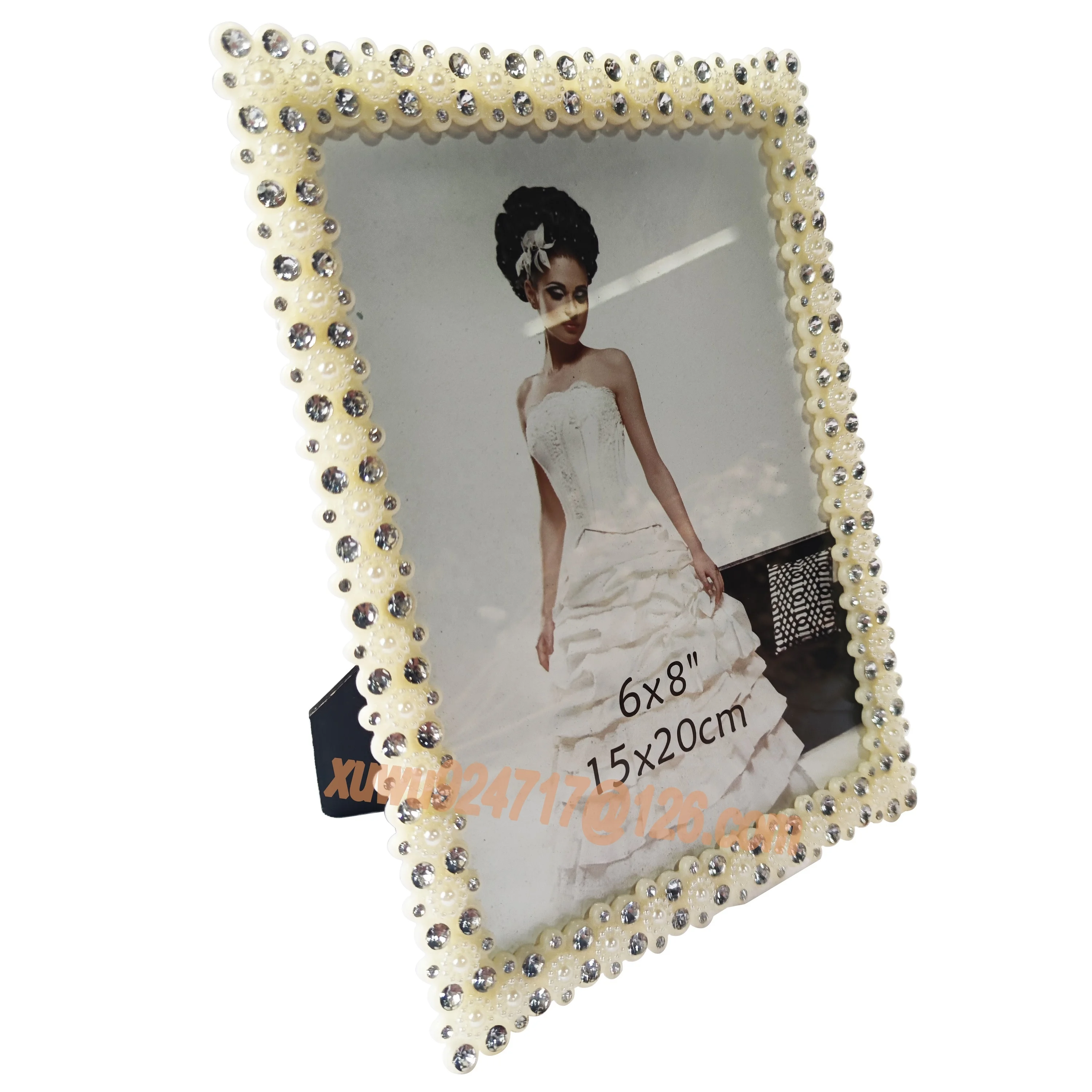 European Luxury Nice Plastic Resin Pearl Photo Picture Frames Fashion White Pearl Photo Frame Plastic Pearl Photo Frame