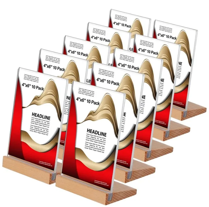 Custom Wood Base Table Menu Display Stand For Restaurant