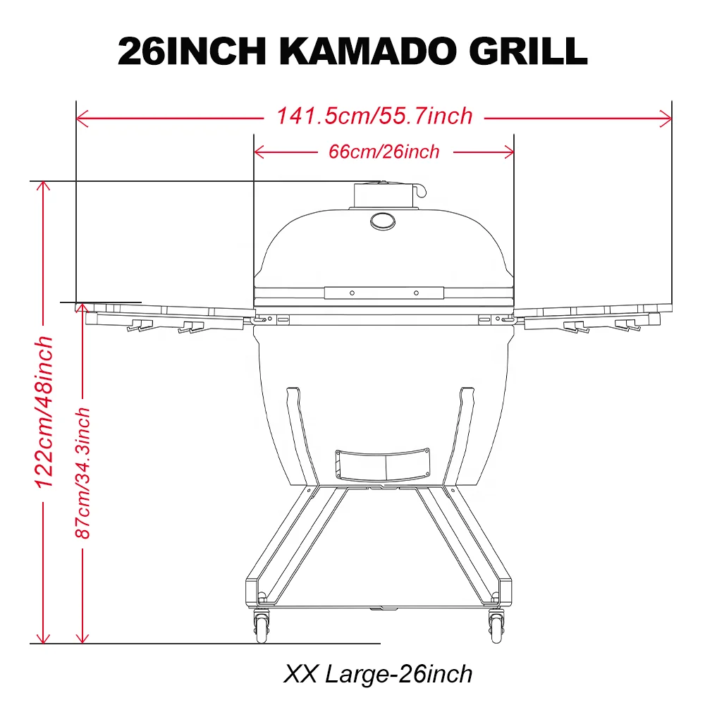 SEB KAMADO 26 Inch XX Large bbq Grill Charcoal Outdoor Kitchen for Party BBQ Ceramic Egg Grill