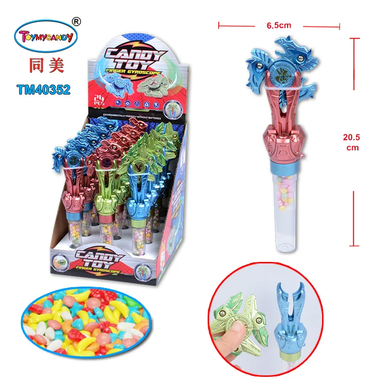 Hot selling kids toys for 2024 direct from china manufacturer mini plastic finger gyroscope top toy with candy finger top toy