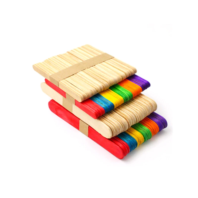 114mm Wooden Biodegradable DIY Coloured Ice Cream Sticks for Fun