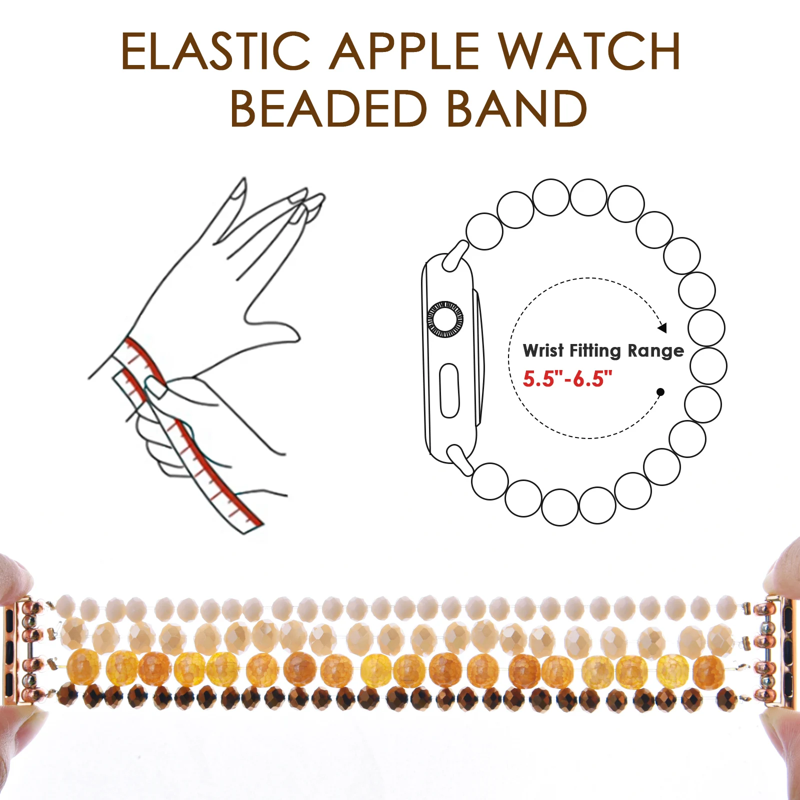 Wholesale Alloy  Elegant watch Strap Black Agate Jewelry Watch Strap Suitable For Watch 1/2/3/4/5/6/7