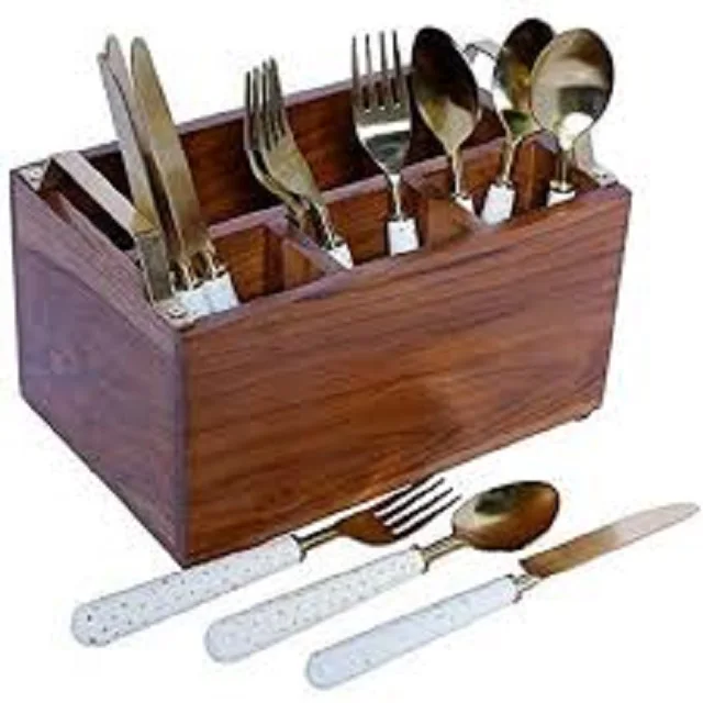 1/5 Biodegradable Wooden Cutlery Set with case Portable Cutlery Set Knife,fork and Spoons Manufacturer From India