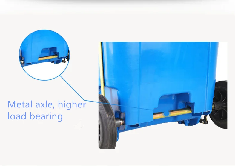 Custom Color Recycle Outdoor 240L Wheeled Mobile Plastic Rubbish Garbage Trash Can for Kitchen restaurant Hotel