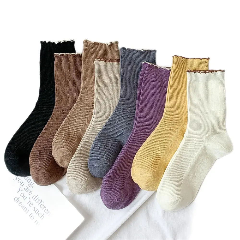 Spring summer agaric laces fashion lady wholesale OEM sweet candy color thin custom logo knitted women ankle cotton socks