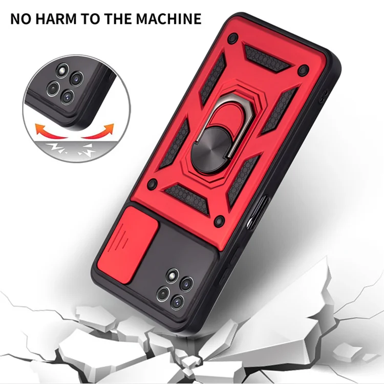 For Redmi note 10 4G 3 in 1 Push Window 360 Degree Finger Ring Bracket Phone Case for poco M3 mobile cover