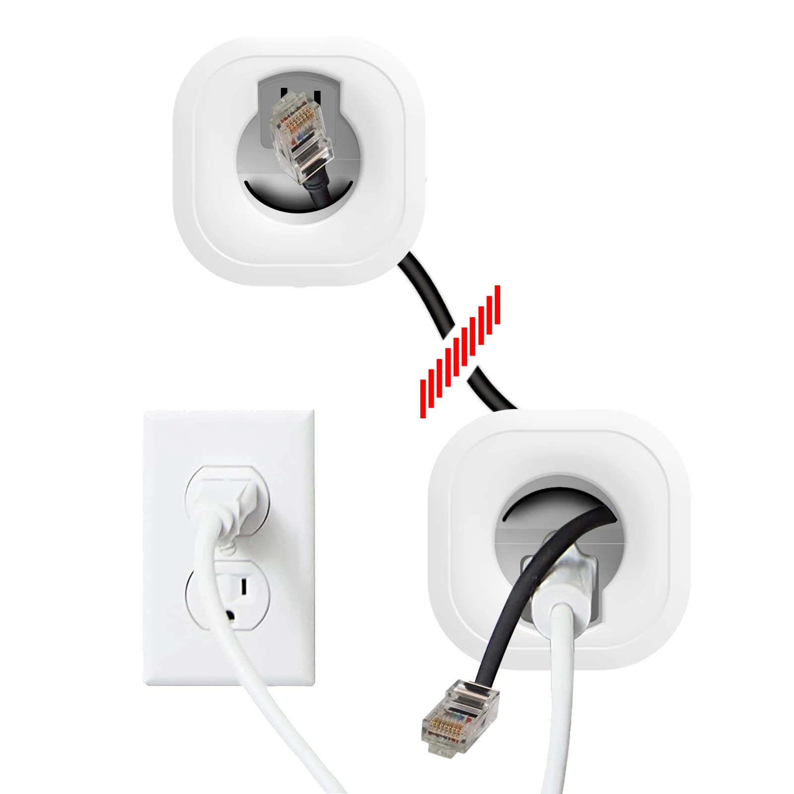 Custom US TV Cable Management Kit Wall Power Socket  TV Wires Hider with Hole Saw Drill Attachment