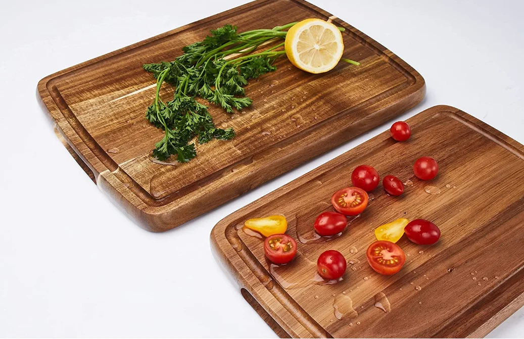 Custom wood chopping board with handle square acacia wooden kitchen cutting board