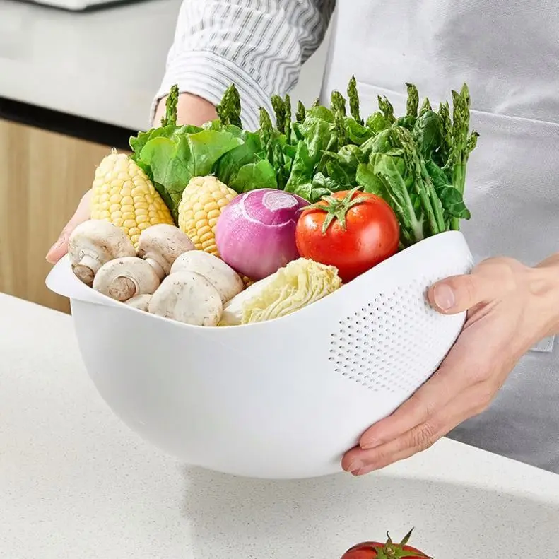 Kitchen Tools Accessories Rice Washing Strainer Filter Basket Colander Sieve Fruit Vegetable Bowl Drainer Cleaning Gadgets Food