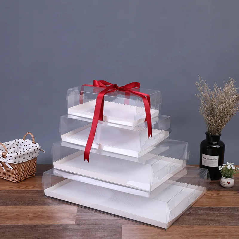 
KCCB NEW cake box wedding birthday party pvc square gift packaging boxes tall transparent pet digital cake box.. 