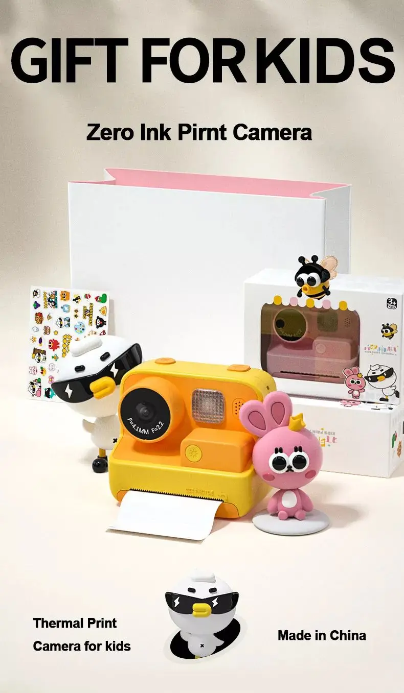 Kids Instant Print Camera For Baby Boys Girls 1080P HD Mini Camera With Thermal Photo Paper Toys Digital Camera Gifts Toys