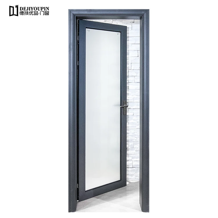 Cheap price modern aluminum toilet bathroom doors with privacy frosted glass