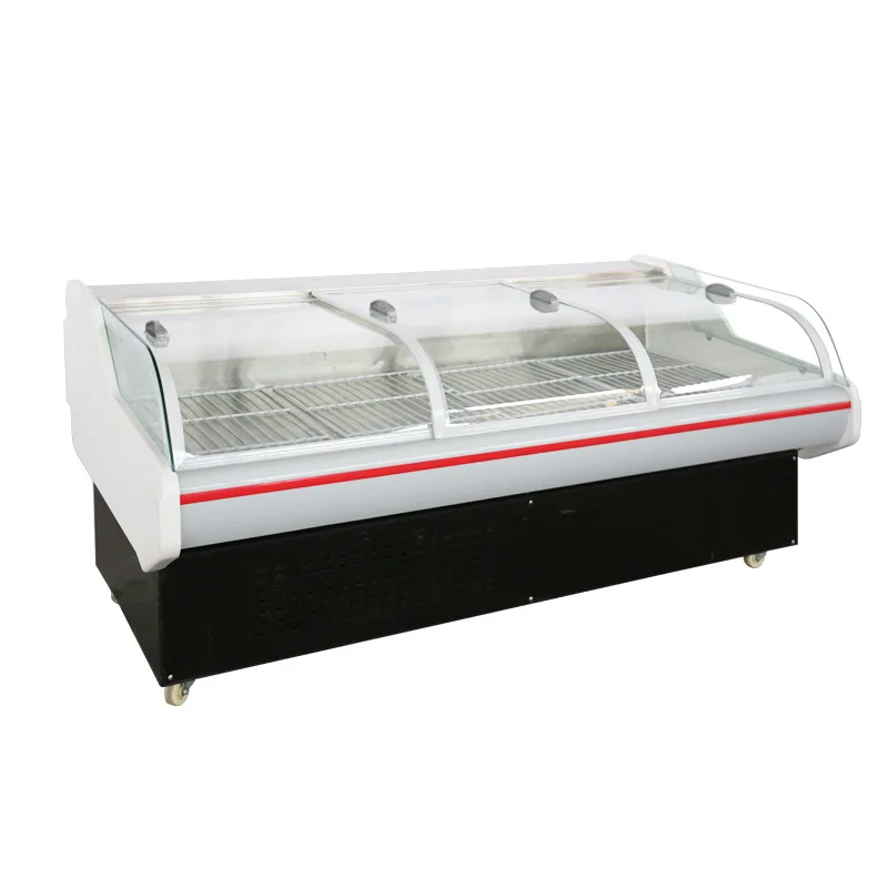 Deli case display curved glass showcase Fresh meat supermarket refrigerator