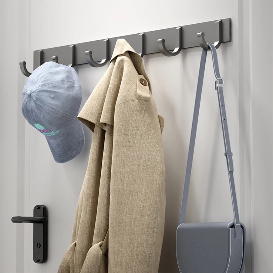 Factory Wholesale High Quality Aluminium Wall Mounted Coat Hook Rail Metal Clothes Hook Wall Hooks Hanger for Bathroom Bedroom
