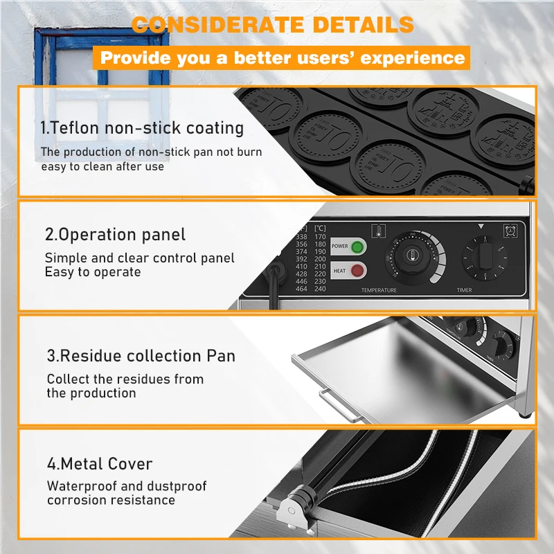 Electric Commercial Industrial Vertical Four Spaces 10 yen Coins Waffle Maker Machine