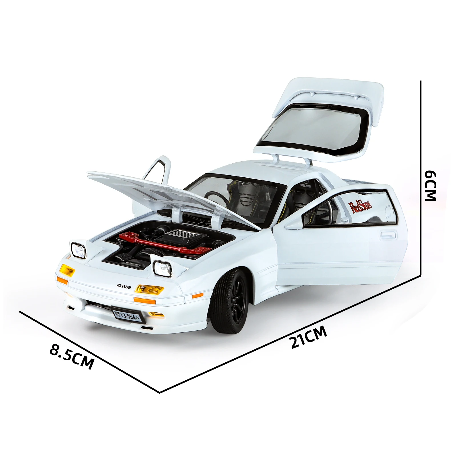 RX7-FC модель автомобиля MAZDA 1/24 шкалы металлическая игрушка откат звука и света 4 открытых двери