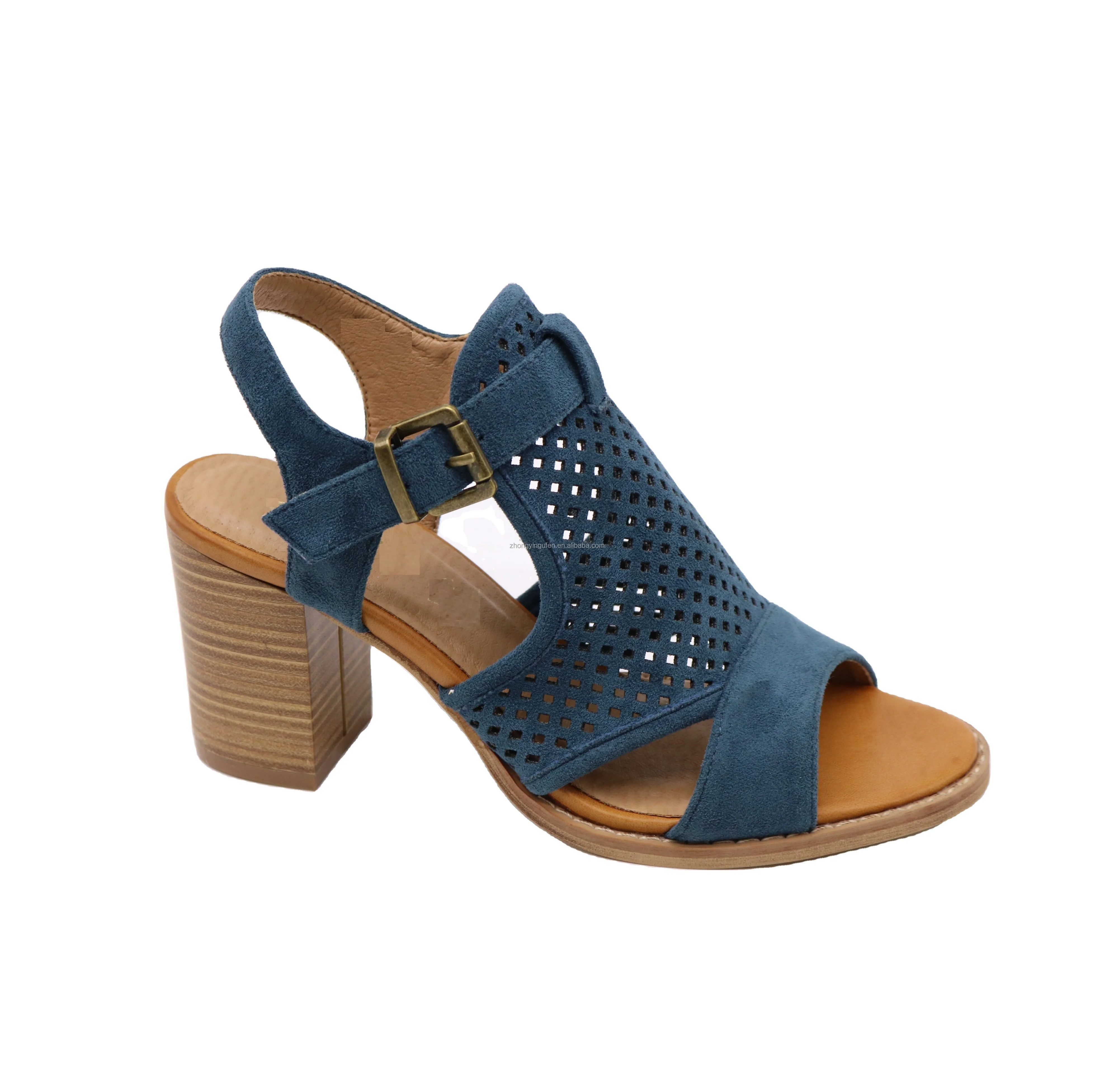 
new Summer women sandals microfiber material with Laser pattern Heeled Sandals 