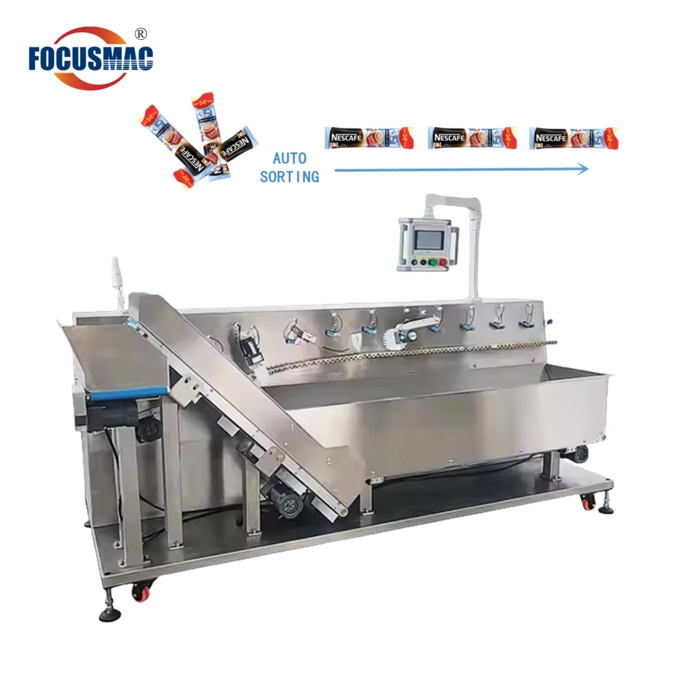 Focus Machinery Small Bag Pouch Sorting Counting Machine Automatic Conveyor Belt Snack Sachet Pouch Sorter