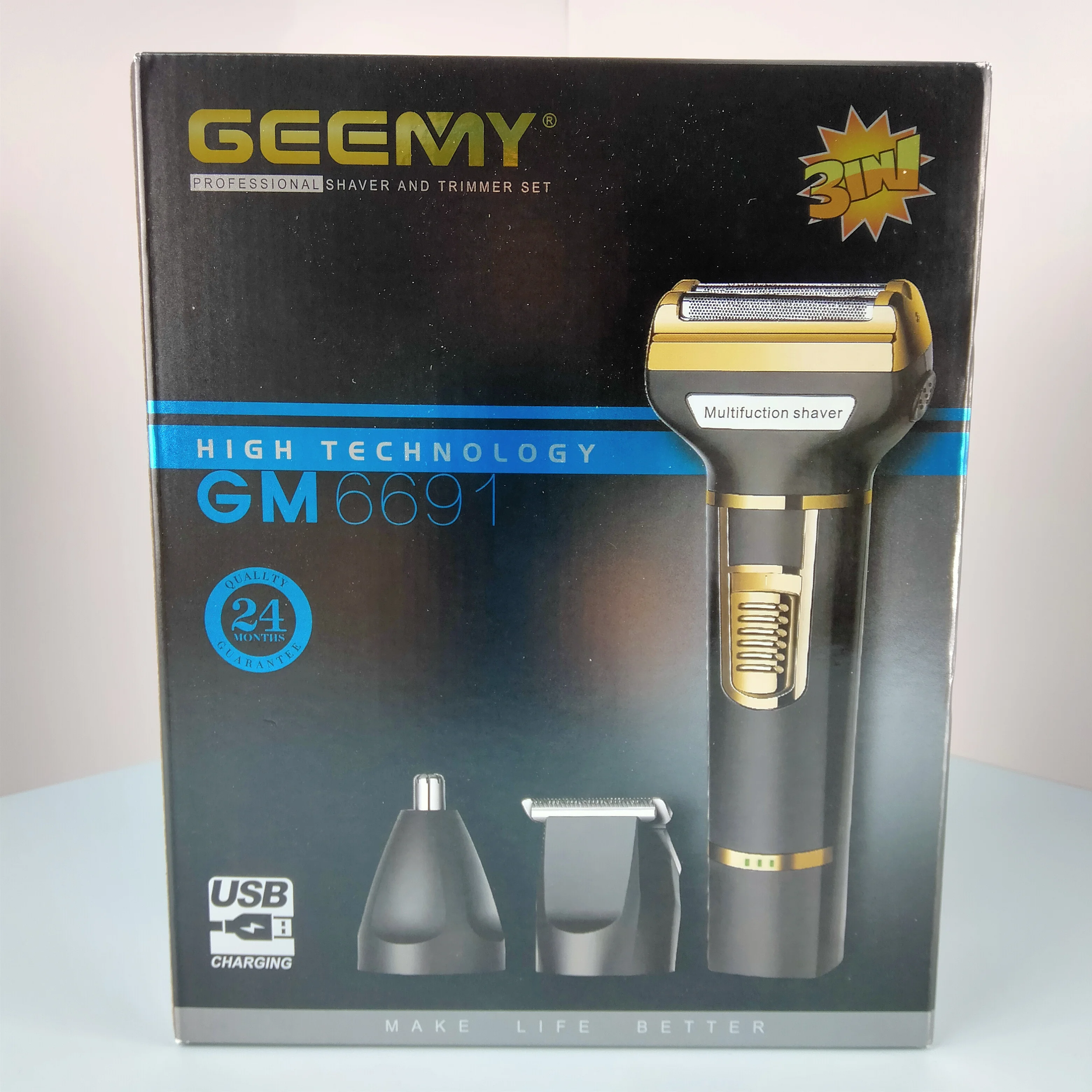Крупное изображение Geemy GM-6691 парикмахерское оборудование профессиональный беспроводной электрический триммер для волос перезаряжаемый зажим
