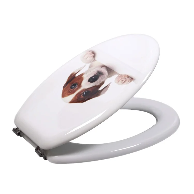 Angel Shield  Molded Wood UV surface dog paint print bathroom indian cheap price toilet seat with Stainless Steel