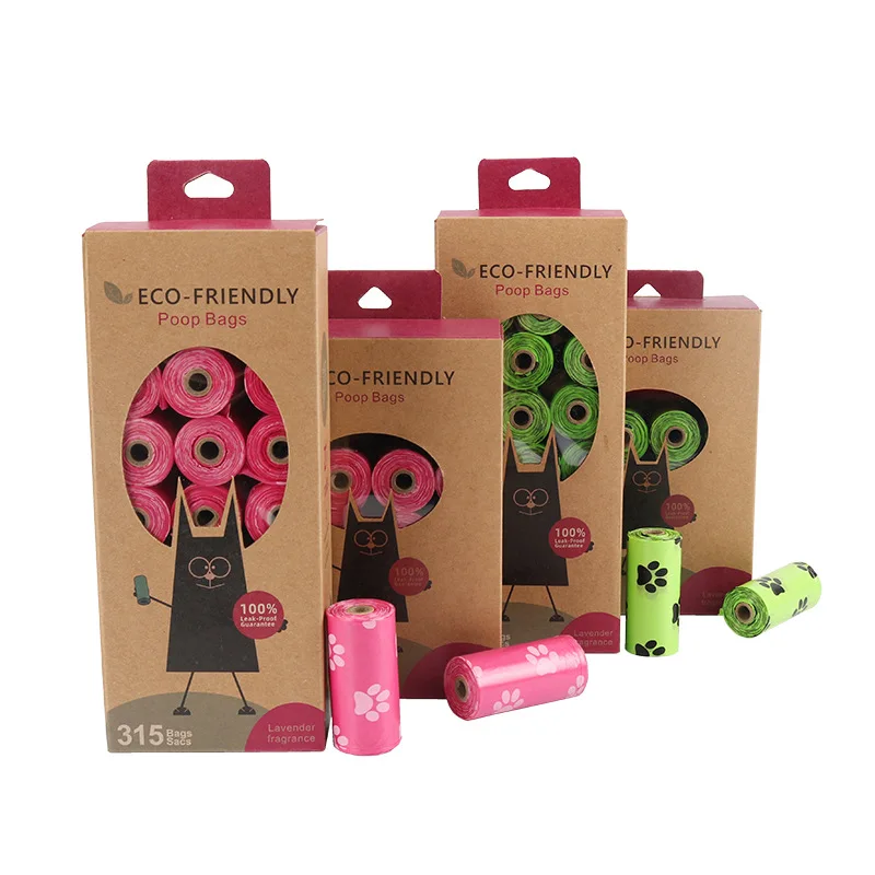 100% Eco-Friendly Biodegradable Waterproof dog poop bags Clean waste bag cat and dog Portable doggie poop bags For Dogs