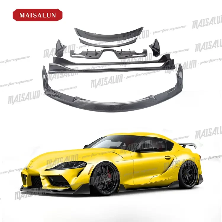 AIM Style Carbon Fiber Body Kit For Toyota Supra A90 Front Lip Diffuser Spoiler Side Skirt 2019-2020