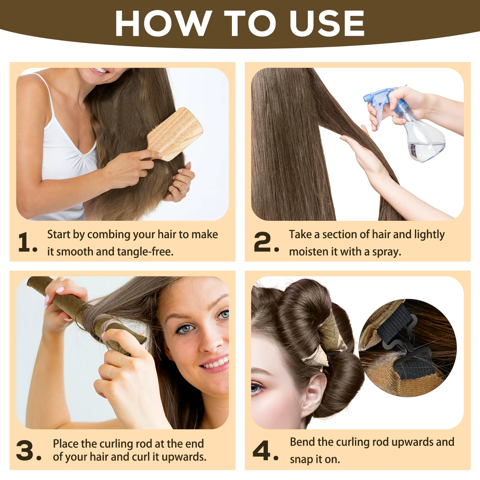 6 Colors Portable No Heat Curling Rod Headband Sleeping Hair Roller Professional Wave Cordless Heatless Silk Hair Curler