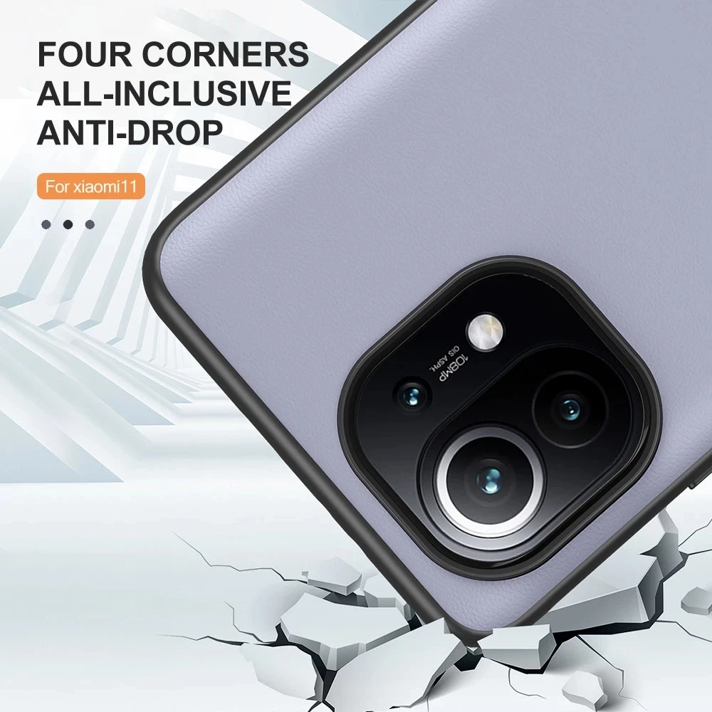 Luxury Plain Skin Leather Case For Xiaomi Mi 12 Pro 12 Ultra Poco X3 M3 Mi 11 Ultra 10 Pro Mix 4 10T Pro Shockproof Cover