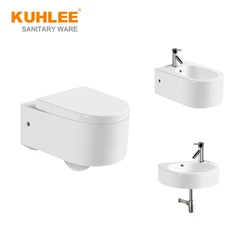 Three Piece Bathroom WC Sets Wall Hung Ceramic Toilet With Bidet And Basin Sanitary Ware Suites