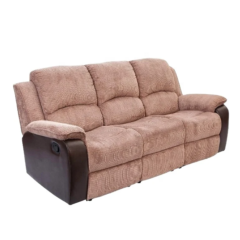 JKY Furniture 3 Seater Fabric Manual High Back Loveseat Motion Recliner Sofa Set Reclining With Massage For Living Room
