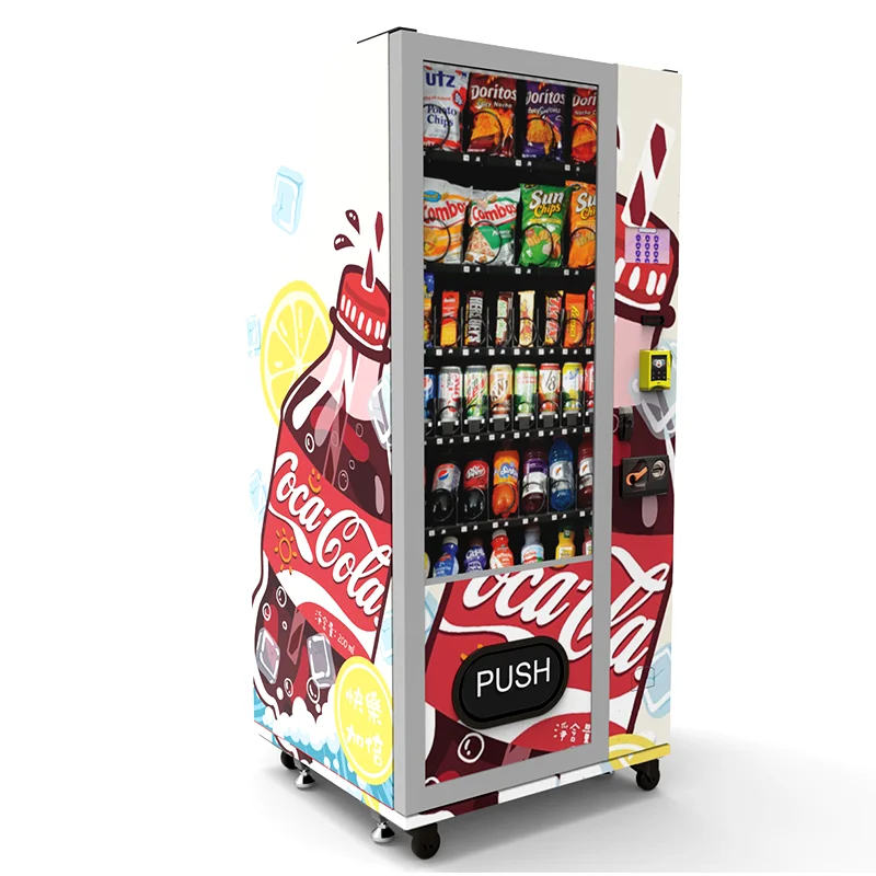 Outdoor Combo Beverage and Snacks Smart Vending Machine Maquina Expendedora 150W Black White 80-600 Pcs ZD--L-7-WM Zhongda SPCC
