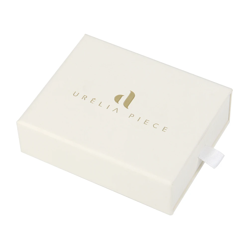 Eco paper luxury drawer jewelry packaging box set custom cardboard white drawer jewelry boxes with logo