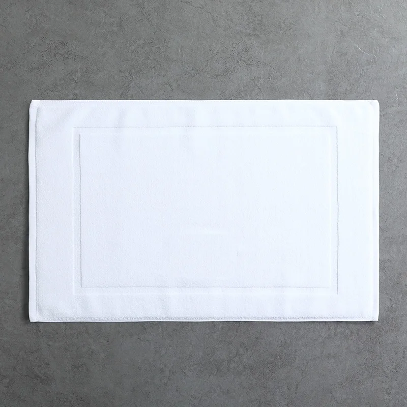 Ready to ship Hotel 100% Cotton 32S/2 White Plain Bath Mat floor mat foot towel