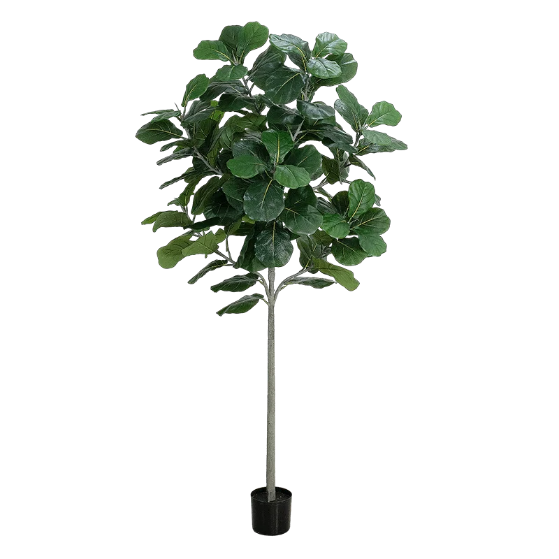 senmasine green artificial plant fiddle leaf fig tree with Plastic black Pot Faux Ficus Lyrata Trees