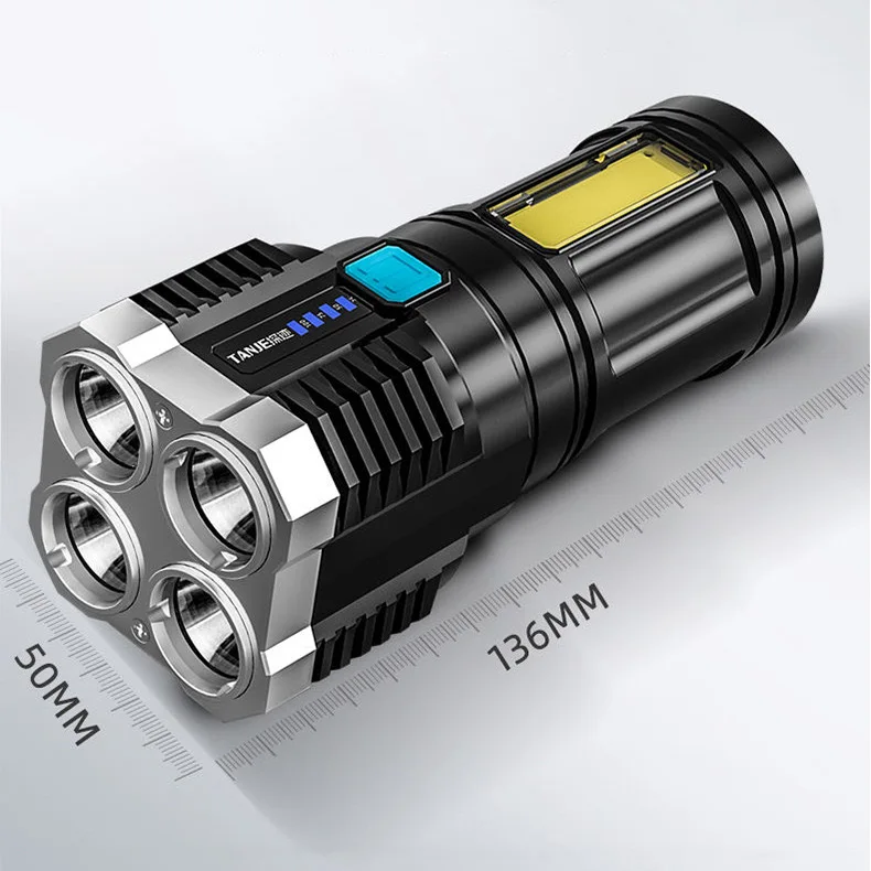 Rechargeable Multi-function Dimming Waterproof Led Zoom Flashlight For Emergency Ride on Car Hiking/Fishing Running Cycling Patr