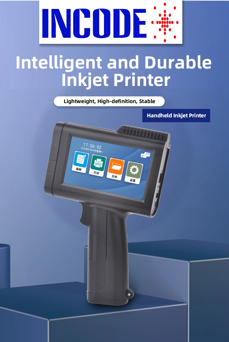 2024 New System Mini Logo Label Printing Machine Portable Handheld Inkjet Printer for Bottles Provided 4.3 Inch Resistive Screen