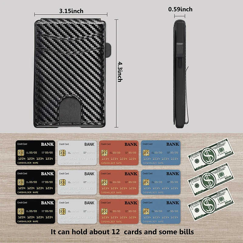 Factory Hot Sale Genuine Leather Pop Up Credit Card Wallet For Man RFID Slim Metal Aluminum Wallet With Metal Money Clip