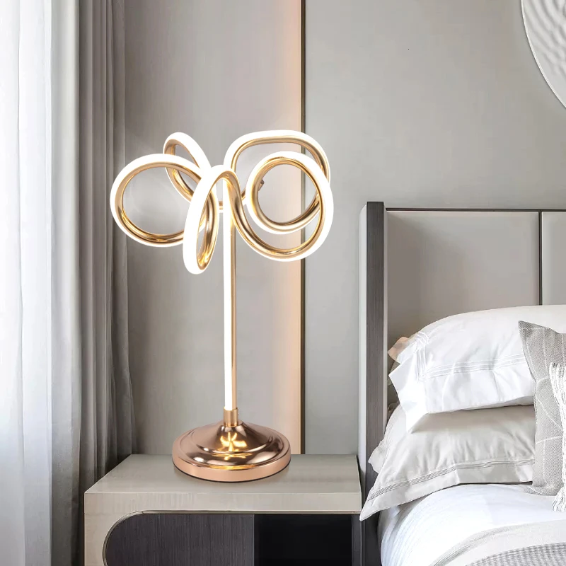 Gold Circle Table Lamps Luxury Study Table Light Classic Restaurant Led Desk Lamp