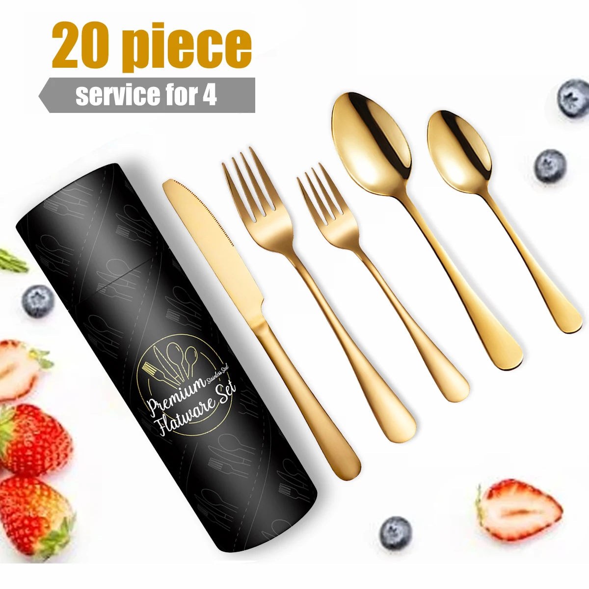 Wholesale Kitchen Restaurant Wedding Knife Spoon Fork Luxury Flatware Gift Bestek Stainless Steel Gold Cutlery Set With Box