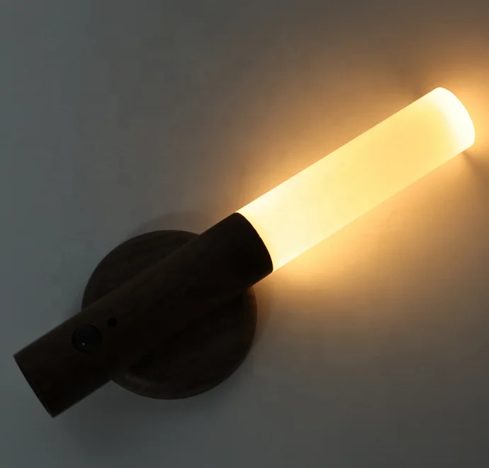 Led Auto Wireless Motion Sensor Night Light USB Rechargeable Wooden Portable Magnetic Smart Indoor Wall Cabinet Hanging Lights