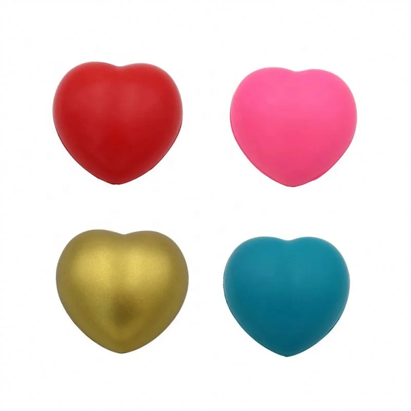 Promotional  Cute Heart Red Pink Customize Logo Customize Stress Ball For promotional Gift Squeeze PU Stess Ball Relief