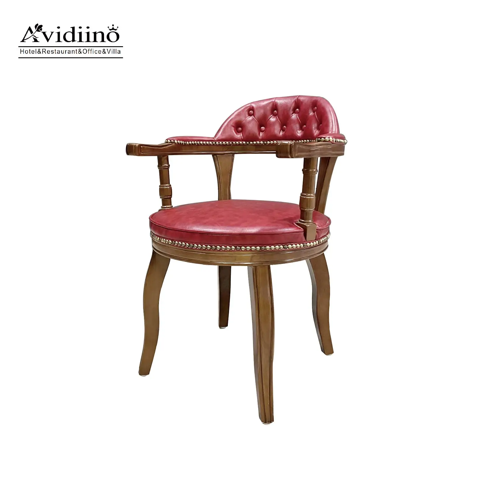 Antique beech Wood Dining Chair wax leather Dining Armchair Wooden Leather Visitor Chair Low Back Conference ash  Office Chair
