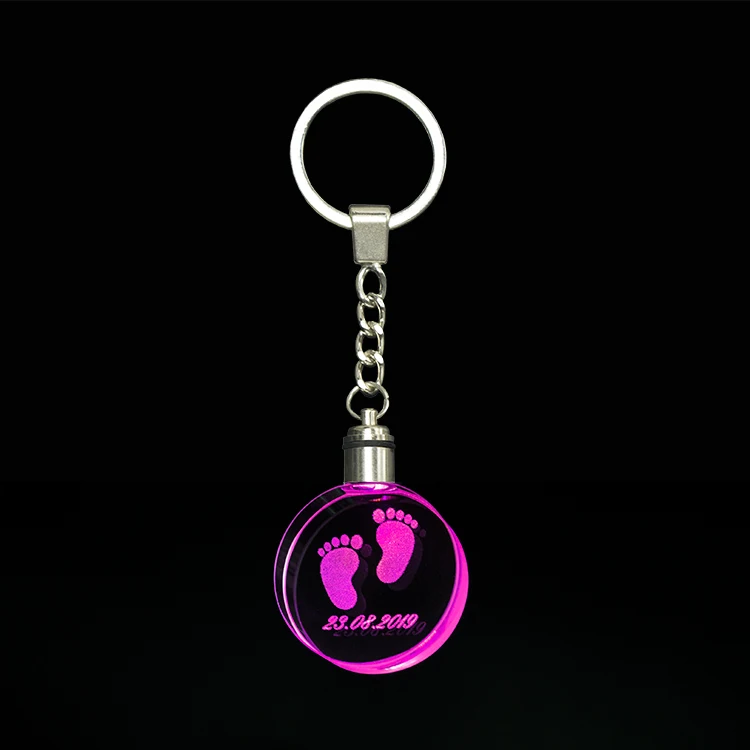 Pujiang недорогой брелок K9 со светодиодными кристаллами пользовательские лазерные 3D-изображения держатели для ключей подарки крещения детей